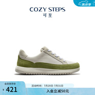COZY STEPS可至男女款春夏盈動(dòng)系列輕盈柔軟透氣牛皮板鞋休閑運(yùn)動(dòng)鞋 (女)香草奶白+油橄欖綠+暖意灰白 36