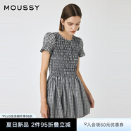 moussy 2025甜美可愛荷葉邊袖口抽褶收腰短款連衣裙010IS233-9661 015花紋白色 M