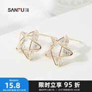 三福 甜美五角星耳環(huán) 韓版花朵耳釘可愛少女心耳鉤1對裝792606 0990C K金 2個