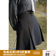 獨(dú)束大碼女裝設(shè)計(jì)感束腰魚骨半身裙女春季新款高腰顯瘦A字裙22DS1206 黑色短裙(dy) 3XL