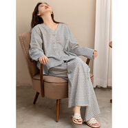 族瑪士（ZUMASHL）淺春系睡衣女春秋季純棉長(cháng)袖新款套裝新款大碼夏天家居服套裝 S83 L 【建議120-140斤】