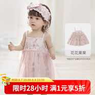 巴厘小豬寶寶吊帶裙女寶夏季無袖薄款裙子莫代爾棉網(wǎng)紗裙公主裙女童連衣裙 花花果果 80