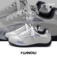 環(huán)球黑色厚底德訓鞋男2025新款秋冬男鞋透氣輕便增高休閑運動板鞋子男 灰色 43
