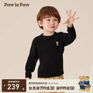 PawinPaw卡通小熊童裝秋冬新款男女童圓領(lǐng)毛衣學(xué)院風(fēng)舒適拜年過(guò)年 Black黑色/19 90 cm