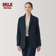 無印良品（MUJI）女式 起毛 西裝領(lǐng)夾克 女外套秋冬款 女裝 休閑 小西服BD0ZDC4A 深藏青色 L 165/88A