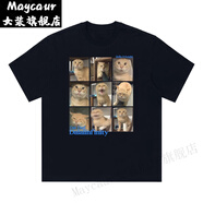 MaycaurDalaiinfinity（耄耋永存）國(guó)潮棉短袖男女t恤夏新款直噴MR.DE 黑色短袖(前D9748) L 建議(130-150斤)