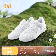 361°運動(dòng)女鞋秋季透氣開(kāi)學(xué)厚底增高小白休閑板鞋子女682426611-1