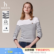 哈吉斯（HAZZYS）女裝 春秋款T恤經(jīng)典條紋休閑長袖T恤ABTSE0BCF05 白色WT M (160/84A 38)