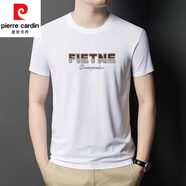 皮爾卡丹（pierre cardin）圓領(lǐng)無痕冰絲短袖T恤男士夏季休閑印花百搭中青年體恤衫上衣男裝 白色 XL