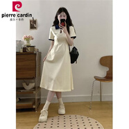 皮爾卡丹（pierrecardin）氣質(zhì)感polo領(lǐng)襯衫連衣裙女夏季大碼收腰遮肚顯瘦歐貨中長(zhǎng)裙子 杏色連衣裙[歐洲站別致連衣裙/洋 M [100斤以內(nèi)]