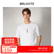 巴魯特（Brloote）純棉短袖T恤男簡約印花落肩針織體恤夏裝 白色 180/98A