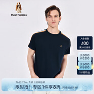 Hush Puppies暇步士男裝夏季復古運動純棉短袖T恤 085深藍2 XL