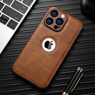 穹燃適用蘋(píng)果16promax手機殼新款漏標真皮皮套iPhone15Pro鏡頭全包防摔14高級感簡(jiǎn)約男商務(wù)超薄情侶女 漏標皮紋【棕色】鏡頭全包_耐磨 iPhone16ProMax
