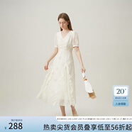 范思藍恩范思藍恩天絲重工設計感法式連衣裙女2024夏新款度假小白裙12165 杏色提花 XS