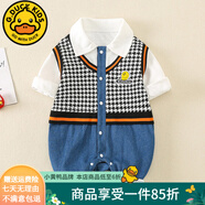 G.DUCKKIDS嬰兒衣服春裝長袖兒童裝百天男寶寶牛仔連體衣帥氣哈衣春秋款幼兒 牛仔藍C2522款 73cm 建議年齡7-9個月