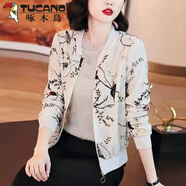 啄木鳥(niǎo)（TUCANO）金絲絨短款外套女秋季2025新款大|碼媽媽韓版寬松洋氣棒球服夾克 5021卡其色金絲絨 M