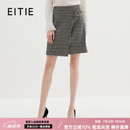 愛特愛（EITIE）冬季新款時(shí)尚高腰復(fù)古千鳥格通勤OL羊毛呢子半身裙7206905 極簡(jiǎn)黑20 M 160