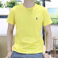 POLO SPORT拉夫勞倫短袖t恤男小馬標(biāo)刺繡純棉T恤男圓領(lǐng)休閑簡(jiǎn)約大方體恤男裝 淡黃色 S 100-120體重
