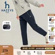 哈吉斯（HAZZYS）品牌童裝女童長褲冬新品彈力舒適休閑百搭加厚一體絨長褲 藏藍(lán) 165