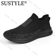 SUSTYLE高端品牌高檔鞋子男鞋透氣跑步鞋輕便網(wǎng)面運(yùn)動(dòng)鞋 黑色 43