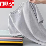 南極人新疆純棉短袖t恤男女同款2025夏季新款半袖寬松大碼體恤打底 淺灰 M (95-105斤)