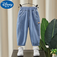 迪士尼（Disney）男童褲子夏季薄款25新款男寶夏天牛仔褲兒童夏款寶寶防蚊褲長(zhǎng)褲 淺藍(lán)色 90cm 均碼