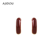 AJIDOU阿吉豆耳釘復古金紅拼接耳圈生日禮物送女友輕奢小眾高級感耳環(huán)