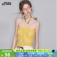 妖精的口袋掛脖蕾絲內(nèi)搭純欲吊帶女2025年春季新款泰式辣妹背心 浪漫黃色 L