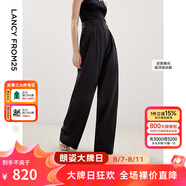 朗姿高級(jí)感直筒闊腿褲子氣質(zhì)正裝褲子夏季新款職業(yè)西裝褲長(zhǎng)褲 黑色 L