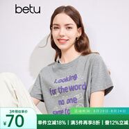百圖betu女裝春夏新款T恤字母印花短袖減齡圓領T恤女2403T29 灰色 M