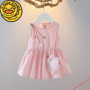 G.DUCKKIDS女童連衣裙2025女寶寶夏季01-3歲嬰幼兒吊帶裙夏裝潮小女孩裙子潮 粉紅色 90 cm(90cm)