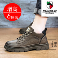 西域駱駝（VANCAMEL）內(nèi)增高男鞋8CM休閑鞋子男6CM隱形增高鞋冬季加絨保暖棉鞋馬丁中幫 卡其-6cm 44