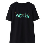 木棉林（mumianlin）中年媽媽女裝240斤大碼衣服夏短袖寬松時(shí)尚穿搭印花棉T恤打底上衣 黑色3.3 4XL 180-200斤