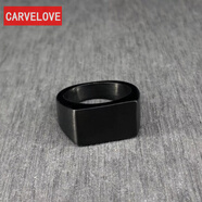 CARVELOVEins北歐簡(jiǎn)約主義男女幾何復古純色正方形情侶款對戒指潮配飾指環(huán) 槍黑色 男碼9號(指圍6.2cm)