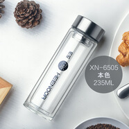 希諾（HEENOOR）雙層玻璃杯便攜耐熱可愛(ài)水晶杯6505 鋼本色 301-400ml