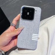 奧凡康簡(jiǎn)約亞麻布紋適用小米15手機殼新款小米15Pro電鍍鏡框小米14pro防滑防指紋xm14pro防摔保護套情侶 金屬鏡框【灰色】皮質(zhì)手感-PC硬殼 小米 13