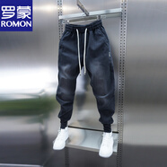 羅蒙2025春秋男士薄款牛仔褲潮男新款小腳褲彈力松緊腰百搭休閑褲子男 黑色 31 建議125-135斤