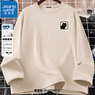 真維斯（JEANSWEST）T恤男女長(cháng)袖2025春秋純棉親膚打底衫青少年內搭上衣服情侶體恤衫 【純棉長(cháng)袖】杏色/黑貓X XL (推薦115斤-130斤左右)
