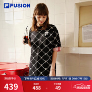 FILA FUSION 斐樂潮牌女子針織連衣裙夏新款寬松潮流運(yùn)動裙子 深黑-BK（寬松版） M 165/84A
