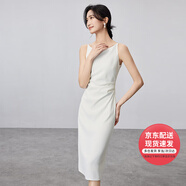 凡琴法式高級感小白裙赫本式一字領(lǐng)修身直筒連衣裙342L72643 白色 S