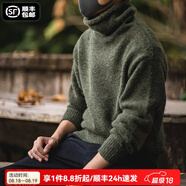 馬登工裝 美式復古純色保暖高領(lǐng)針織衫馬海毛毛衣秋季個(gè)性打底衫男 綠色 2XL