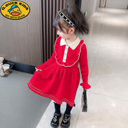 G.DUCKKIDS女童毛衣連衣裙春秋裝2023新款公主范針織線(xiàn)衫韓版洋氣毛線(xiàn)裙潮