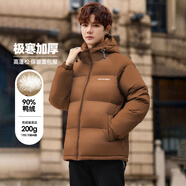 雪中飛25年秋冬新款羽絨服男女短款連帽時(shí)尚面包服90絨拼色加厚保暖外套