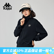 KAPPA卡帕24新春秋針織開衫女長袖套頭復(fù)古運(yùn)動(dòng)外套上衣K0E82WT01D 黑色-990 S