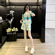 NPZ運動休閑套裝女夏季2025新款寬松時尚減齡洋氣炸街短袖短褲兩件套 圖片色套裝 S