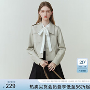 范思藍(lán)恩23FS11208 美拉德穿搭短款皮衣外套女新款?yuàn)A克 米灰色 M