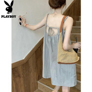 花花公子;PLAYBOY2025法式露背連體褲時尚氣質(zhì)短褲顯瘦夏季寬松新款闊腿吊帶休閑褲 灰色【露背吊帶】 均碼 【建議80-130斤】