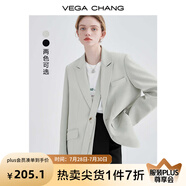 VEGA CHANG小西裝女春秋2025新款純色韓版高級(jí)感小眾設(shè)計(jì)感女士西服西裝外套 淡抹茶色 M