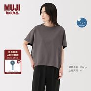 無(wú)印良品（MUJI）女式?jīng)龈蟹雷贤饩€(xiàn)蝙蝠袖T恤 短袖上衣打底衫女款涼感物語(yǔ)硬核防曬 炭灰色 M (160/84A)