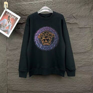 VERSACE JEANS COURTURE范思新款哲秋冬季潮牌衛衣美杜莎燙鉆衛衣男圓領(lǐng)潮流休閑長(cháng)袖男士 黑色衛衣 【W(wǎng)20衛衣】 S  建議【60-70斤】